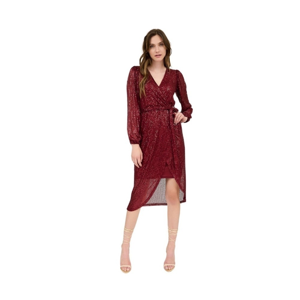 Elegant Long Sleeve Burgundy Dress